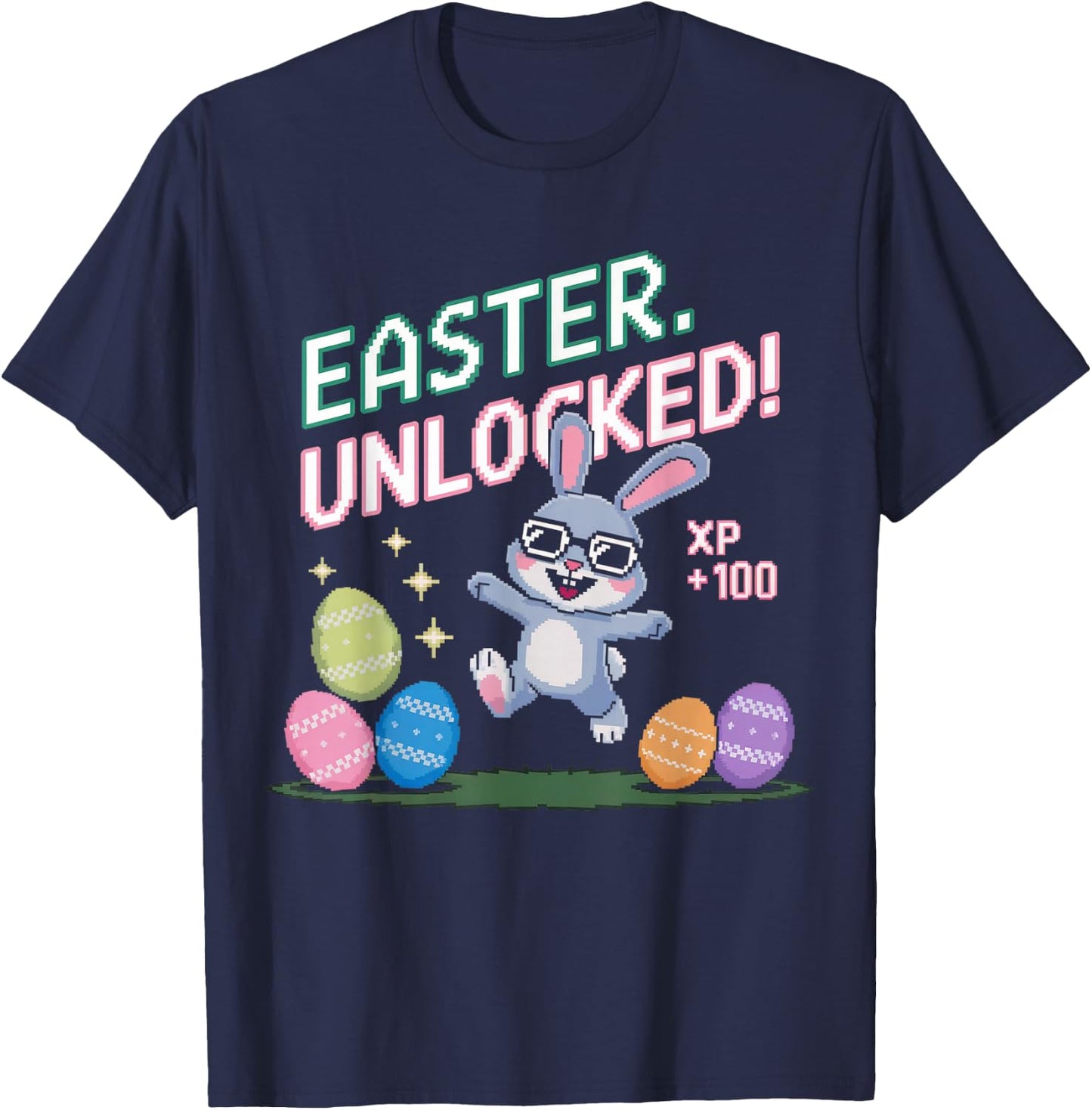 Easter Shirts for Boys Kids Gaming Games Eggs Bunny Rabbit T-Shirt - T-Shirt | Navy