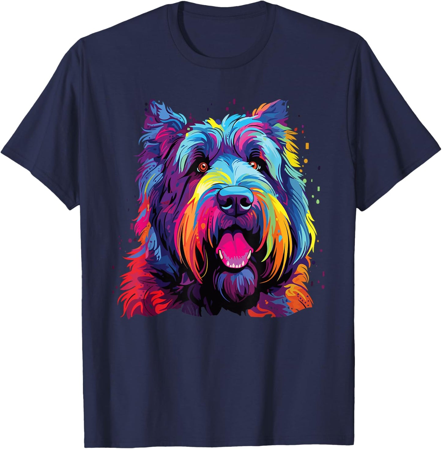 Watercolor Colorful Bouvier Des Flandres Dog Men Women Girls Kids T-Shirt - T-Shirt | Navy
