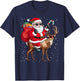 Santa Claus Riding A Reindeer Christmas Boy Girl Kids T-Shirt - T-Shirt | Navy
