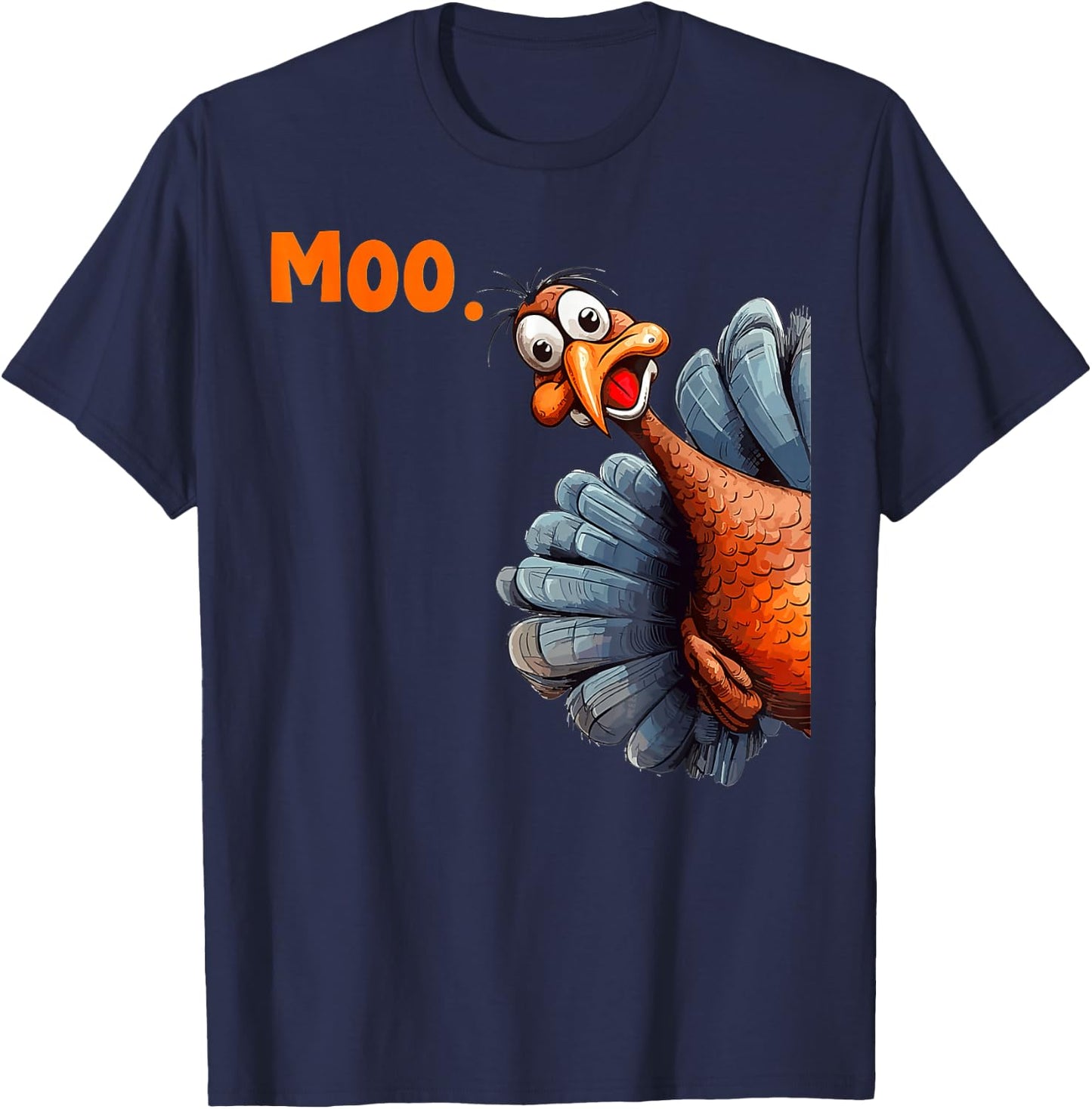 Thanksgiving Turkey Moo T-Shirt - T-Shirt | Navy