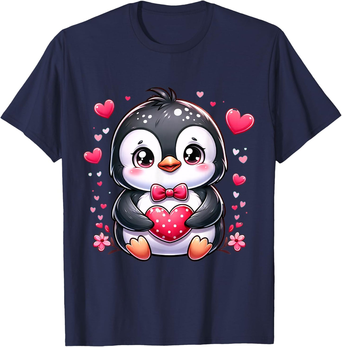 Penguin Valentine Hearts T-Shirt - T-Shirt | Navy