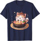 Kawaii Anime Cat Hot Pot Bowl Cute Feline Eats Chinese Food Men Women Kids T-Shirt - T-Shirt | Navy