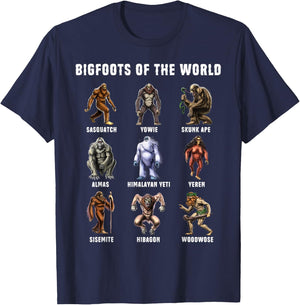 Cryptozoology Cryptid Fantasy Creatures Clothing Bigfoots Of The World Cryptozoology Cryptid Creature -Adults Black Small T-Shirt - T-Shirt | Navy