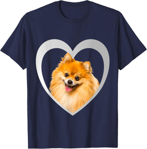 Zwergspitz- - Pomeranian - Herz Liebe Hund T-Shirt - T-Shirt | Navy