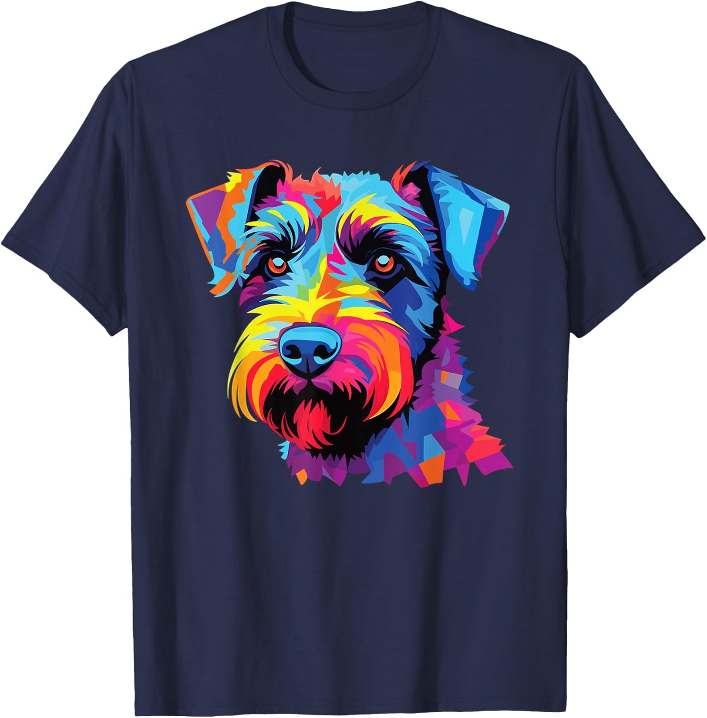 Watercolor Colorful Cesky Terrier Dogs T-Shirt - T-Shirt | Navy