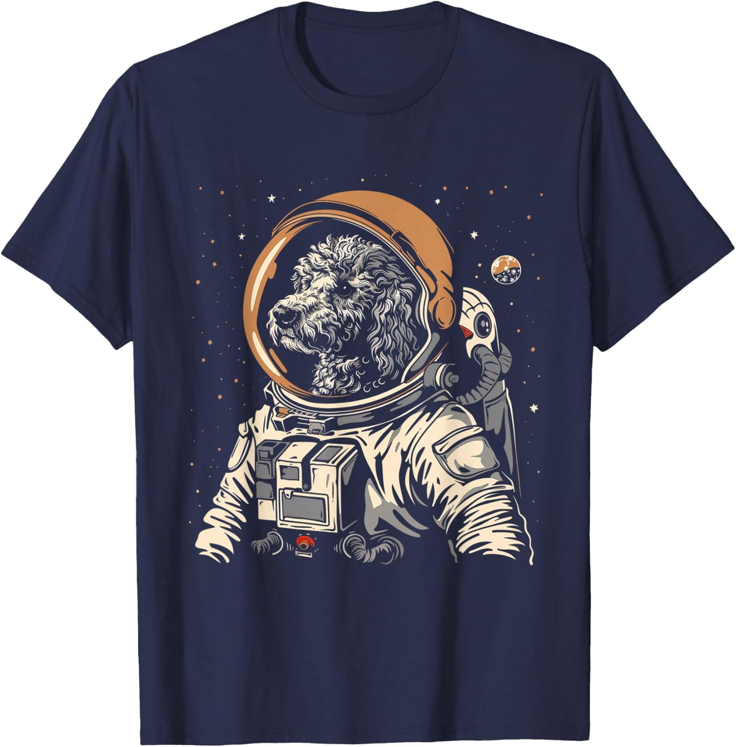 Poodle Labradoodle Astronaut Funny Cute Dog Space Suit T-Shirt - T-Shirt | Navy