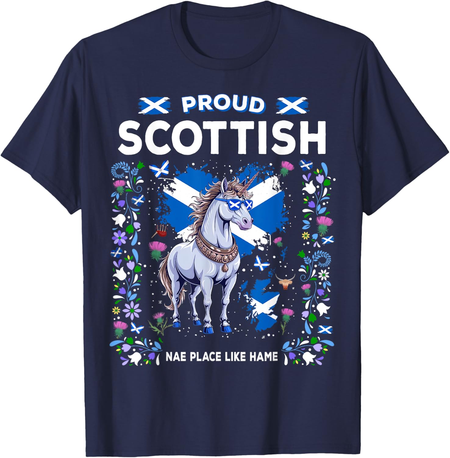 Scottish Unicorn Flag Costume Idea For Kids Scotland Unicorn T-Shirt - T-Shirt | Navy