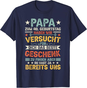 Men's 40th Birthday Men Dad 40s Father 40 Years Old Vatertag , black T-Shirt - T-Shirt | Navy