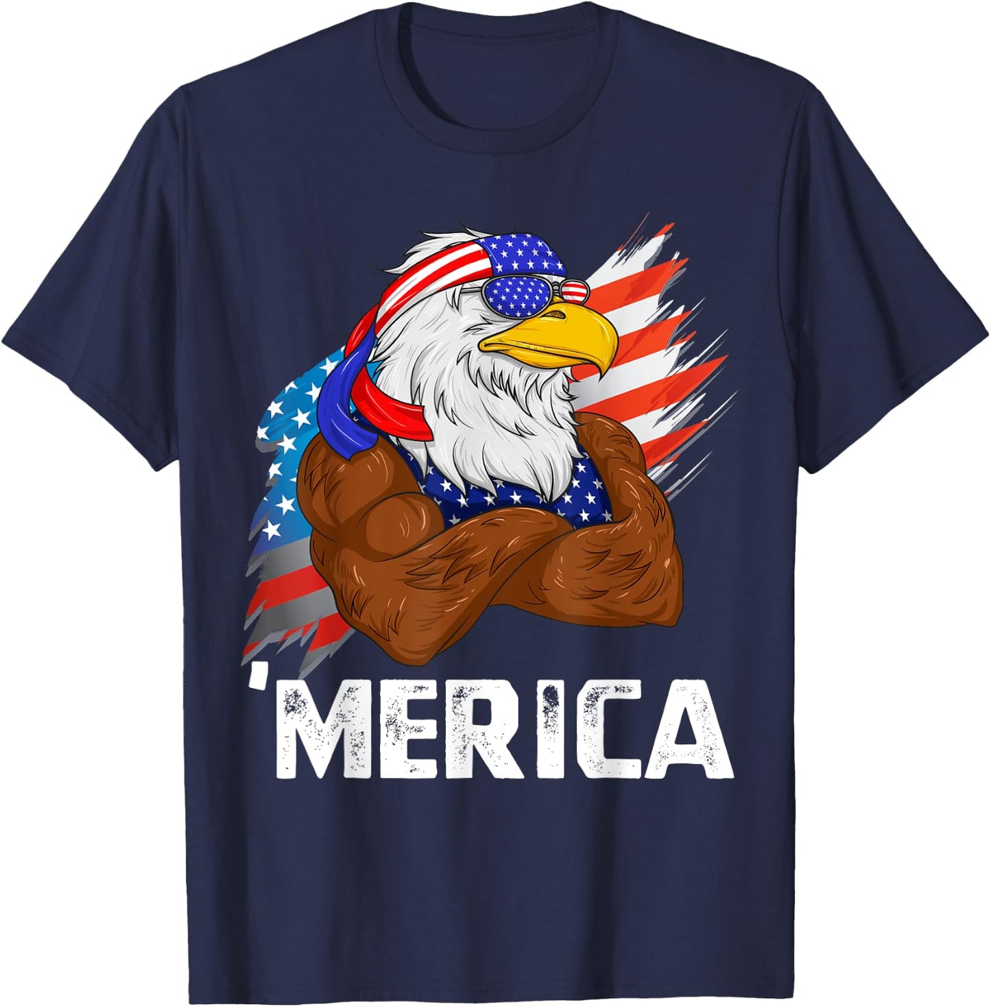 Merica Freedom American USA Eagle Patriotic 4th of July T-Shirt - T-Shirt | Navy