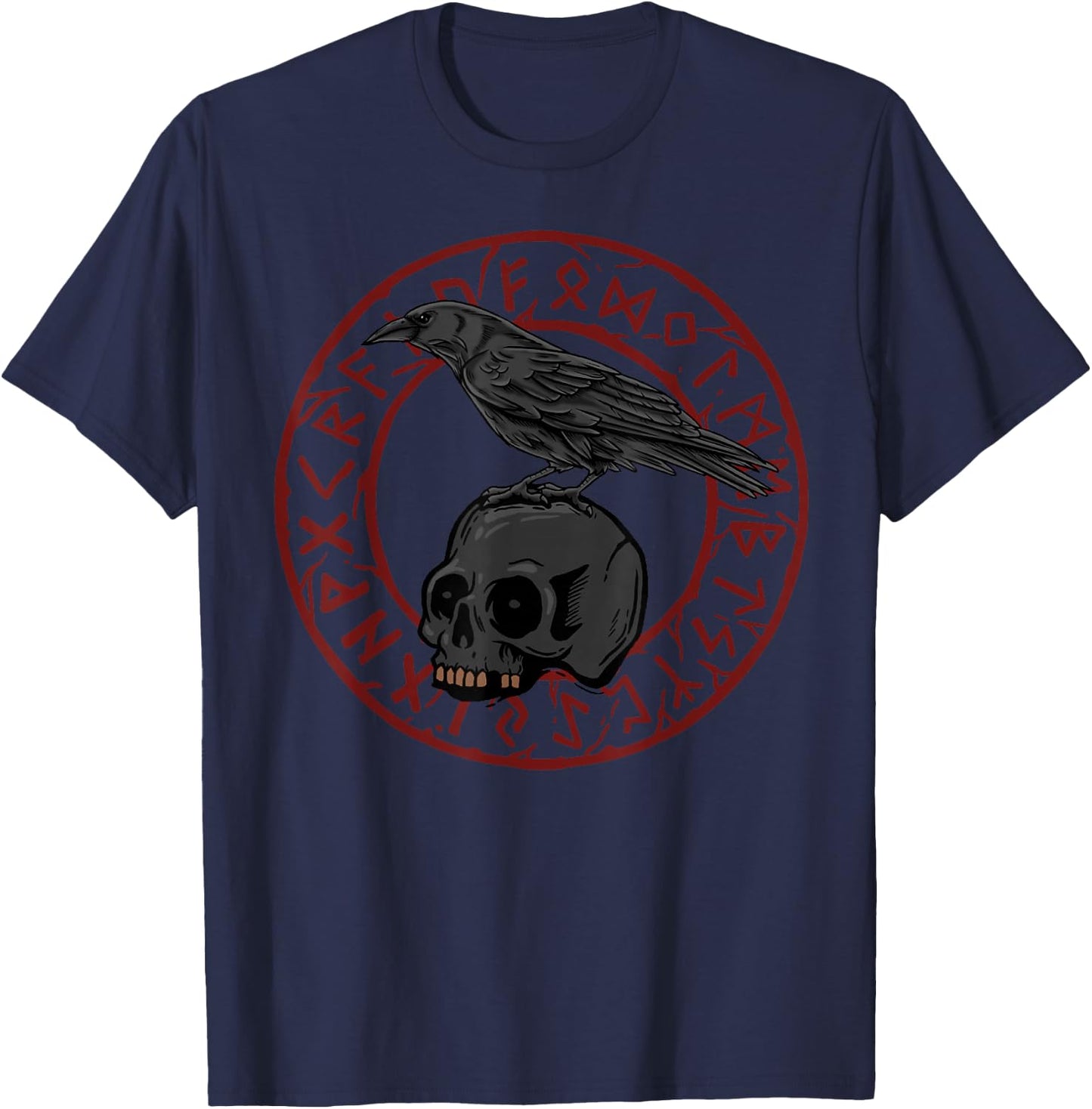 Crows Gothic Nordic Mythology Emo Viking Ravens T-Shirt - T-Shirt | Navy