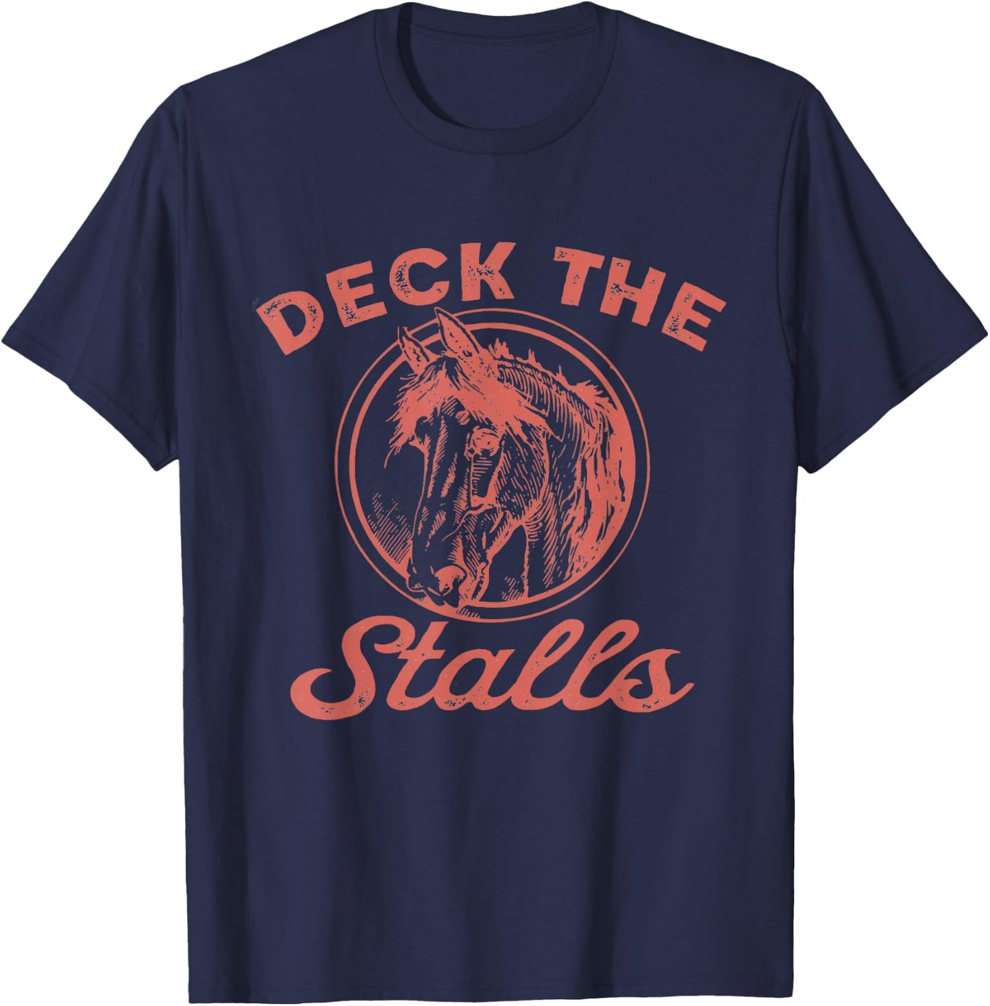 Women Deck the Stalls Horse Christmas Funny Horse Rider T-Shirt - T-Shirt | Navy