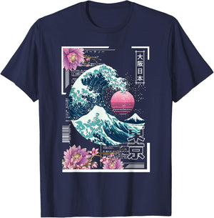 Vaporwave Synthwave 80er Japan Japanische Große Welle Tokio 80er Jahre T-Shirt - T-Shirt | Navy