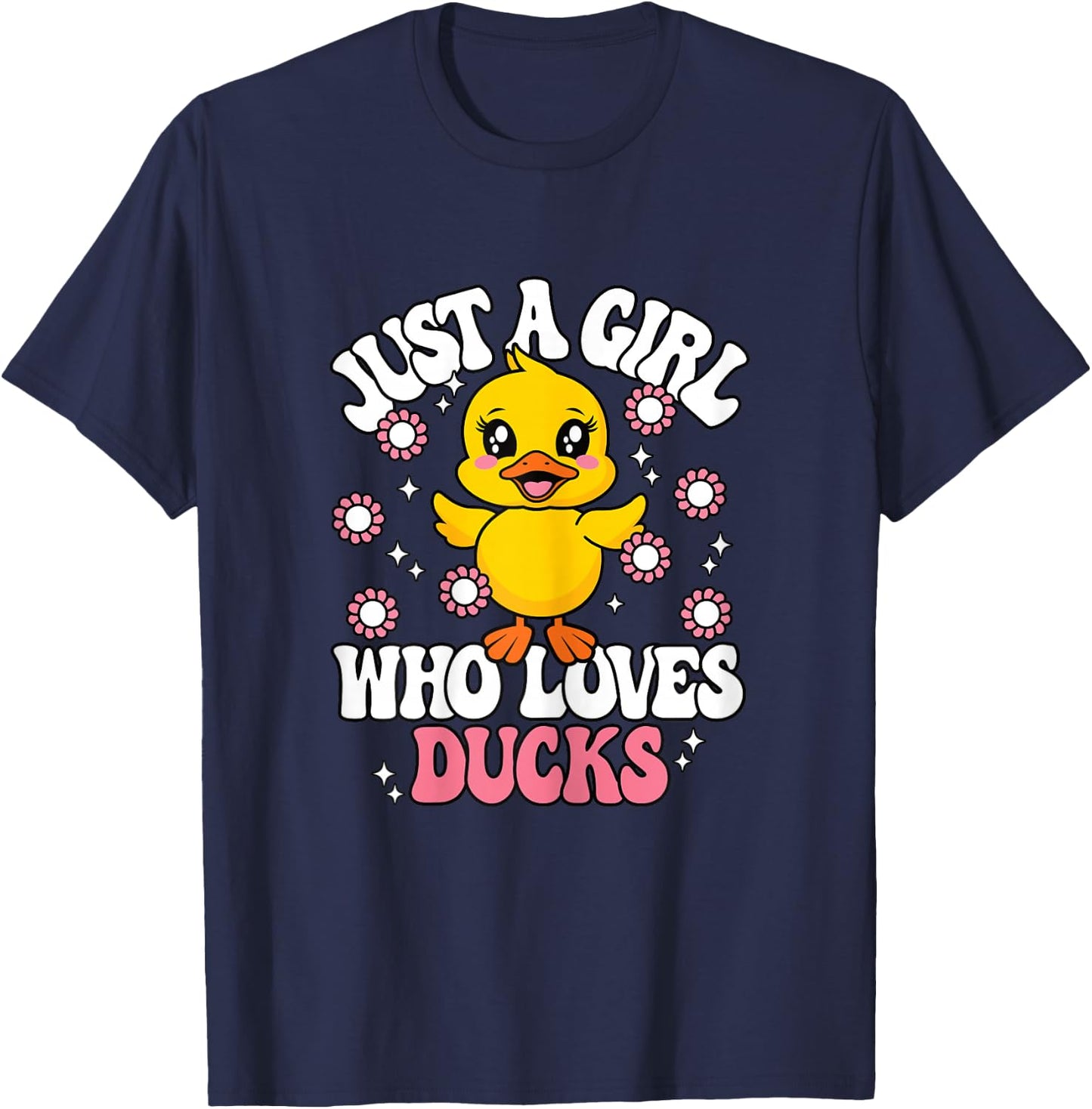 Just A Girl Who Loves Ducks Cute Duck Girls Kids T-Shirt - T-Shirt | Navy