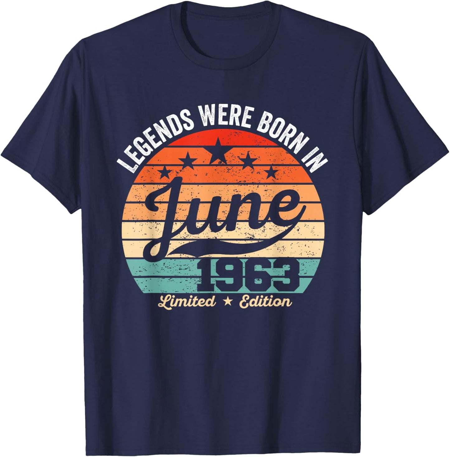 Vintage 63rd Birthday Legends were Born in June 1963 T-Shirt - T-Shirt | Navy