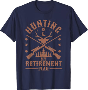 Funny Dad Retired Grandpa Hunting is My Retirement Plan T-Shirt - T-Shirt | Navy