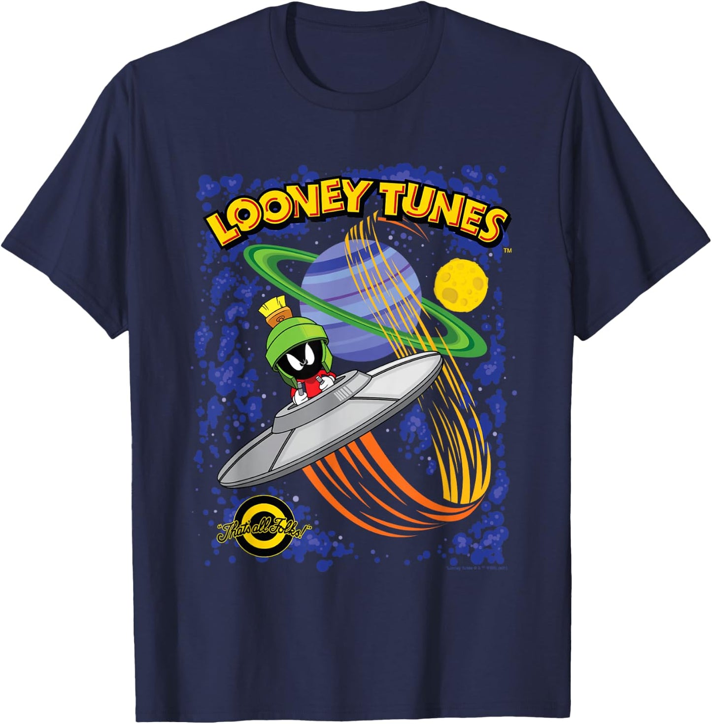 Looney Tunes Marvin The Martian That's All Folks! T-Shirt - T-Shirt | Navy