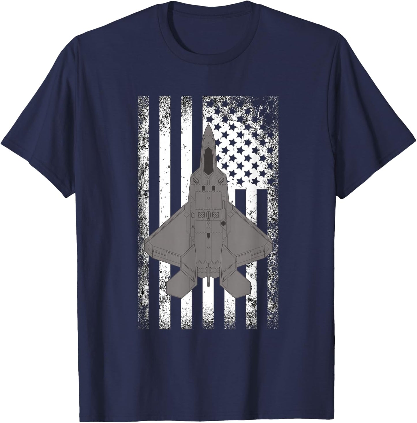 F-22 Raptor Jet American Flag Military Airplane T-Shirt - T-Shirt | Navy