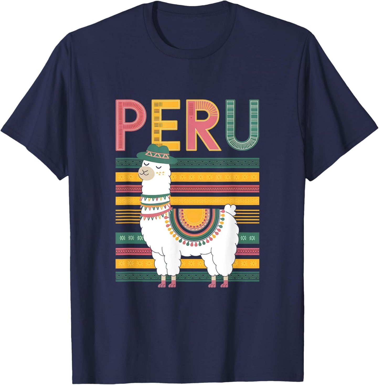 Cute Peruvian Llama from Peru - Fun Peru Design T-Shirt - T-Shirt | Navy