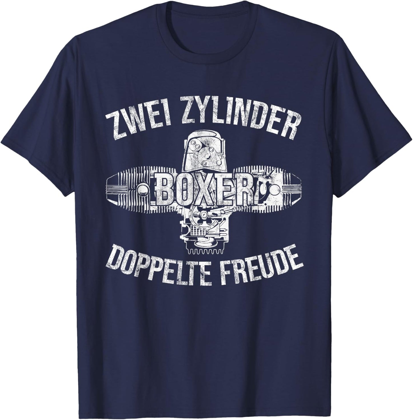 Boxer Two Cylinder Double Joy Biker Two-Cylinder , black T-Shirt - T-Shirt | Navy