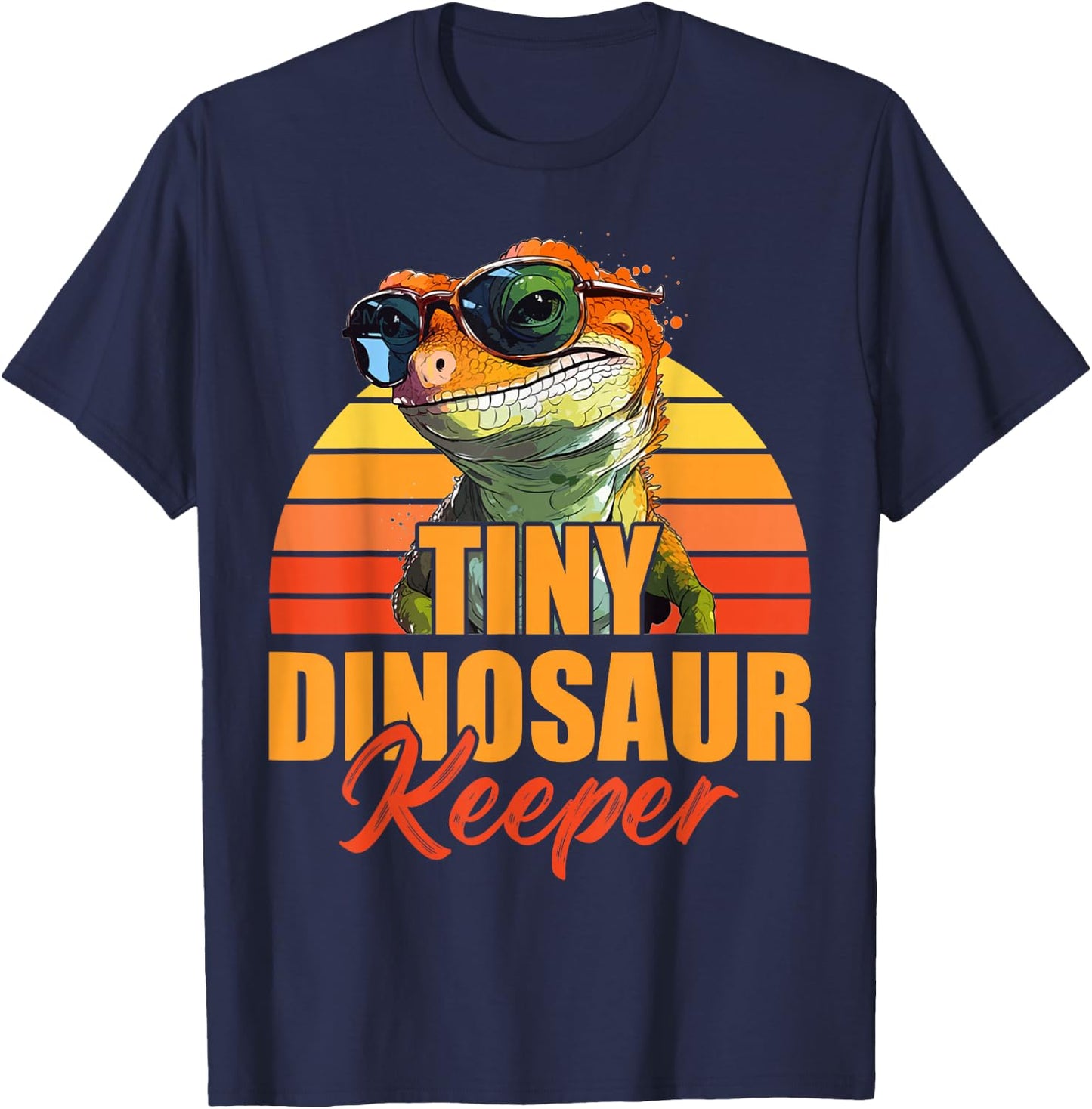 Tiny Dinosaur Keeper Animal Lover Crested Gecko Boy Retro T-Shirt - T-Shirt | Navy