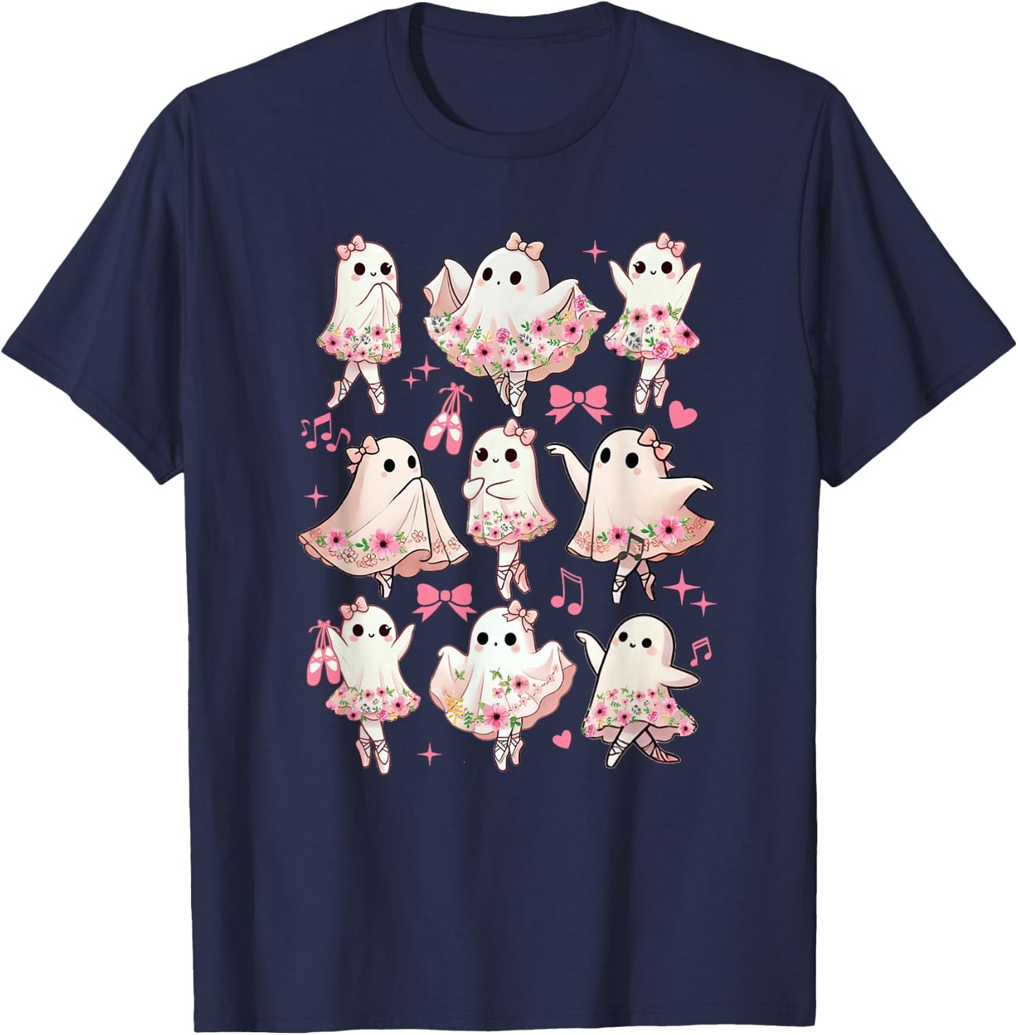 Ballet Ghost Ballet Dancer Spooky Dance Halloween Teacher T-Shirt - T-Shirt | Navy