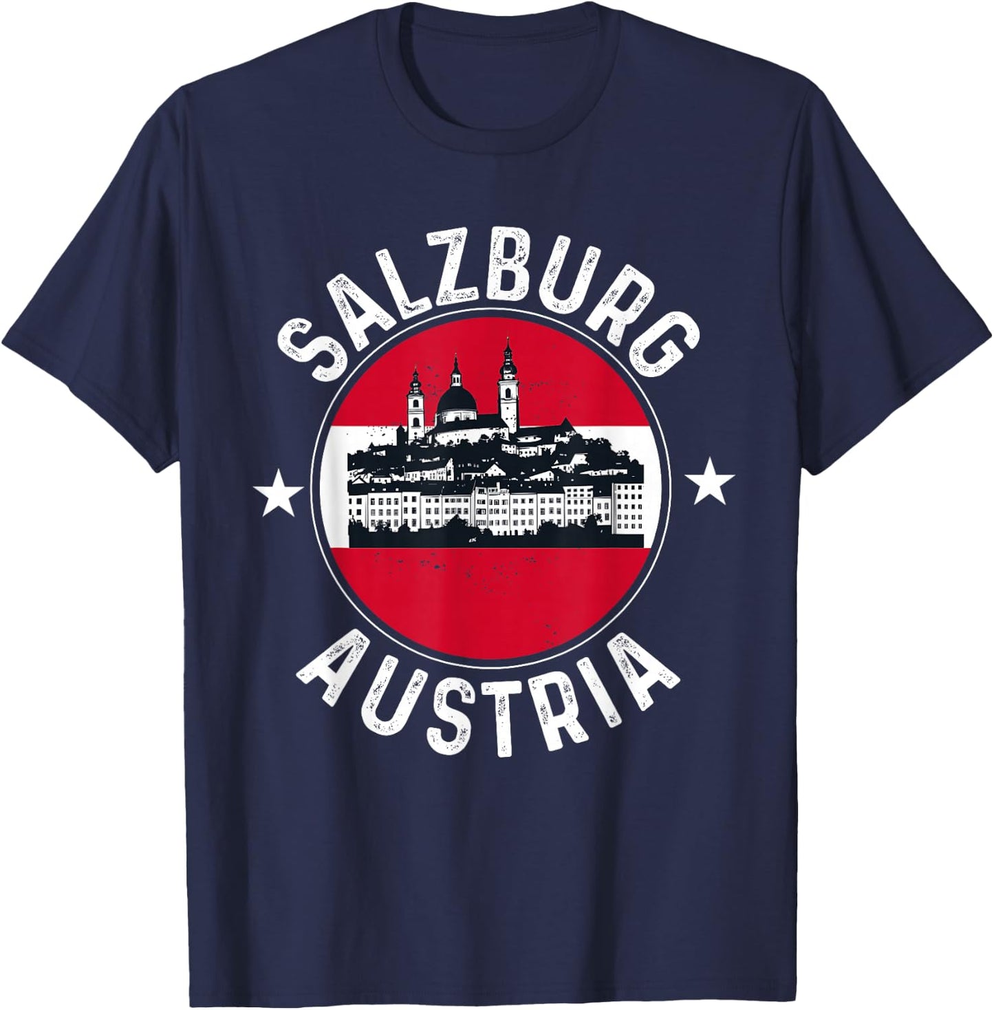 Salzburg Austria Souvenir Men Women Reminder Austrian Flag T-Shirt - T-Shirt | Navy