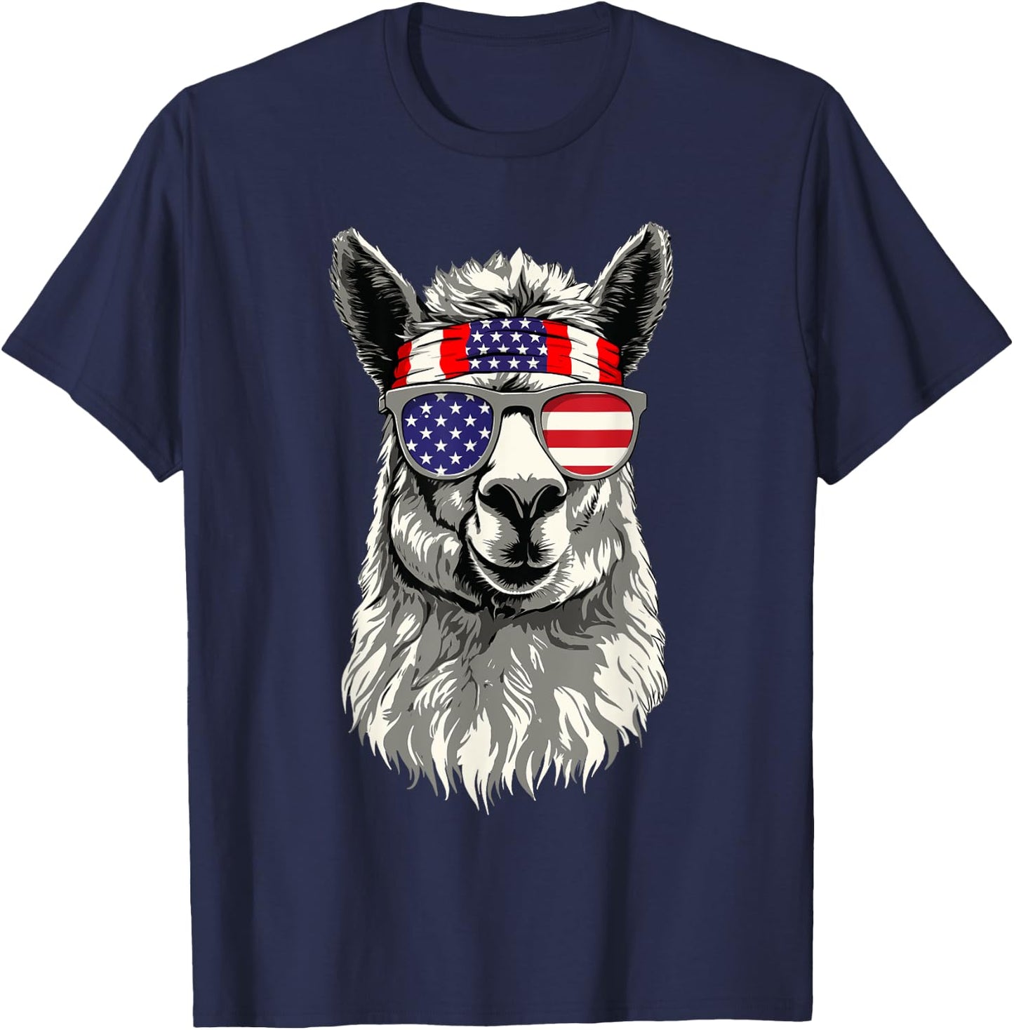 Patriotic Llama - 4th Of July Safari Animal Lover Zoologist T-Shirt - T-Shirt | Navy