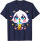 Kawaii Panda Drinking Boba Bubble Cute Anime for Kids T-Shirt - T-Shirt | Navy
