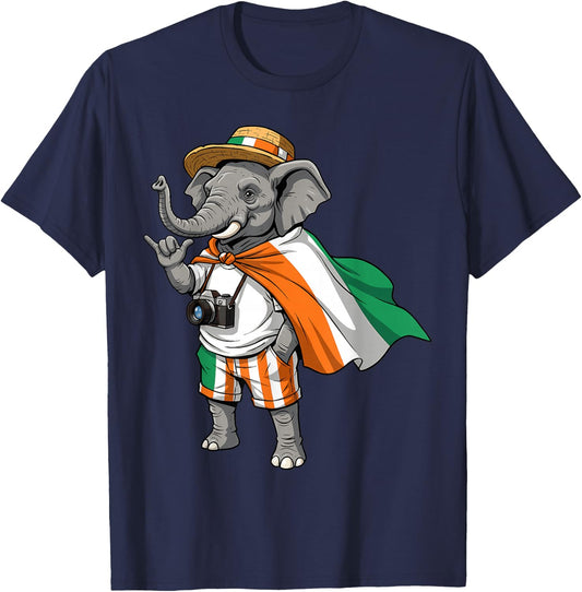 Ivory Coast Flag Elephant Cote D'Ivoire Ivorian Roots T-Shirt - T-Shirt | Navy