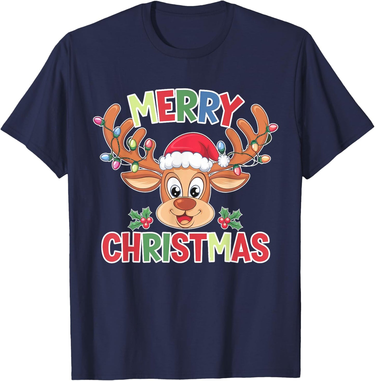 Merry Christmas Reindeer Xmas Family Men Women T-Shirt - T-Shirt | Navy