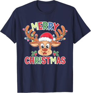 Merry Christmas Reindeer Xmas Family Men Women T-Shirt - T-Shirt | Navy