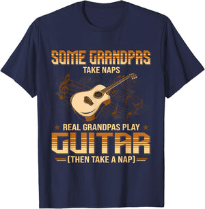 Some Grandpa Take Naps Real Grandpas Play Guitar T-Shirt - T-Shirt | Navy