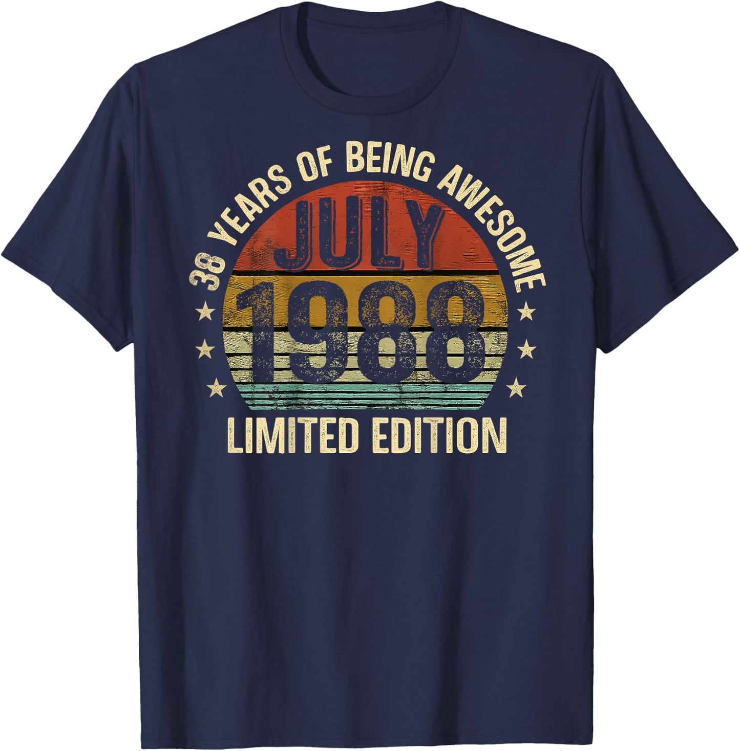 (ON Back) July Birthday 1988 Limited Edition Vintage 38th T-Shirt - T-Shirt | Navy