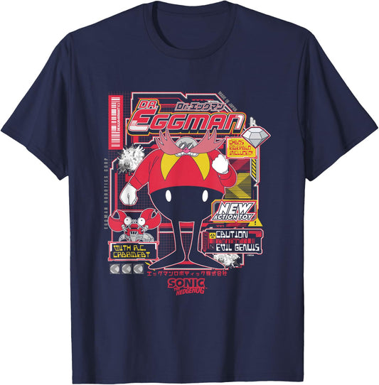 Sonic The Hedgehog Dr. Eggman Vintage Kanji Poster T-Shirt - T-Shirt | Navy