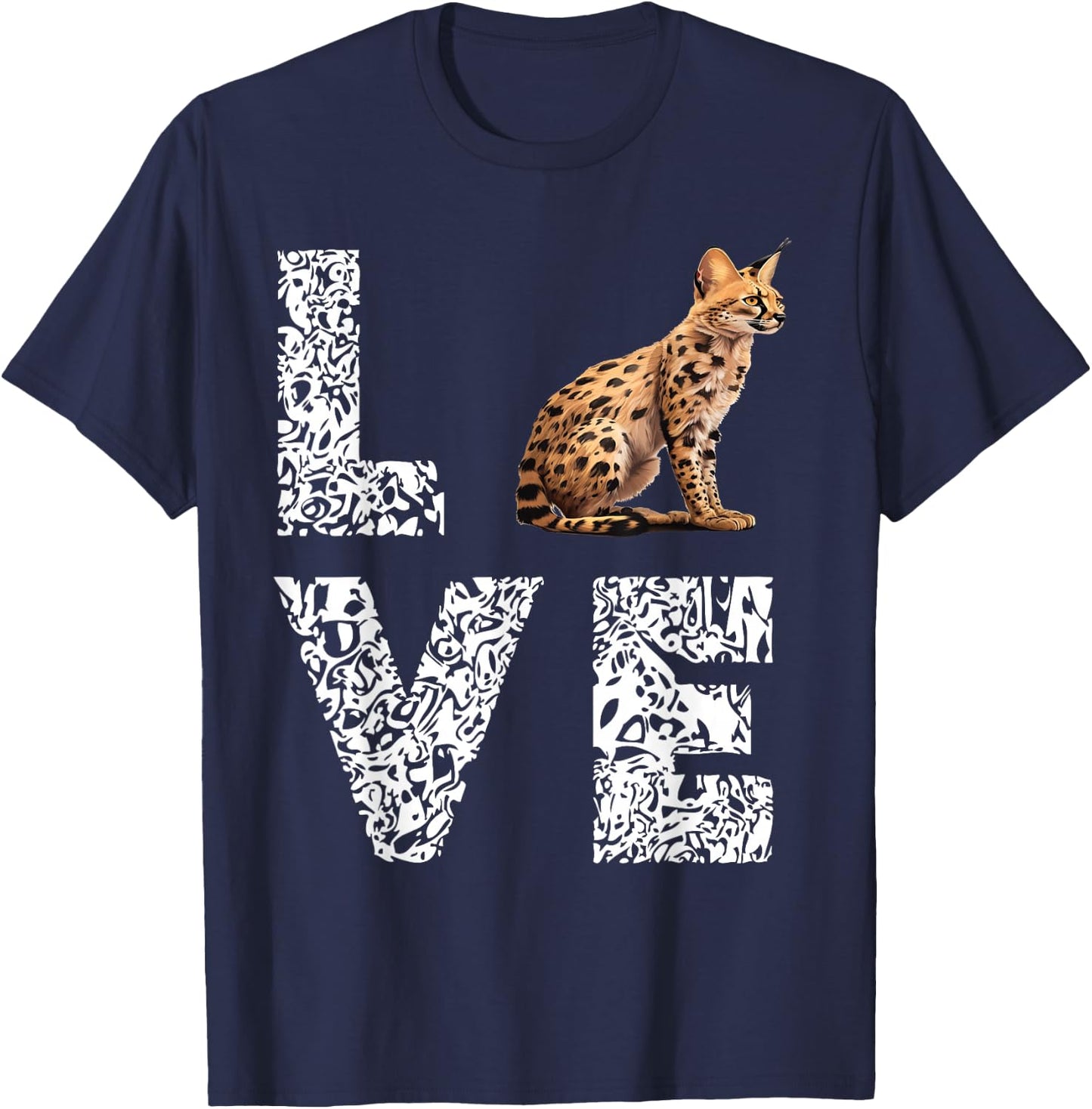 Serval Love Leopard African Wildcat Serval Cat Wild Cat T-Shirt - T-Shirt | Navy