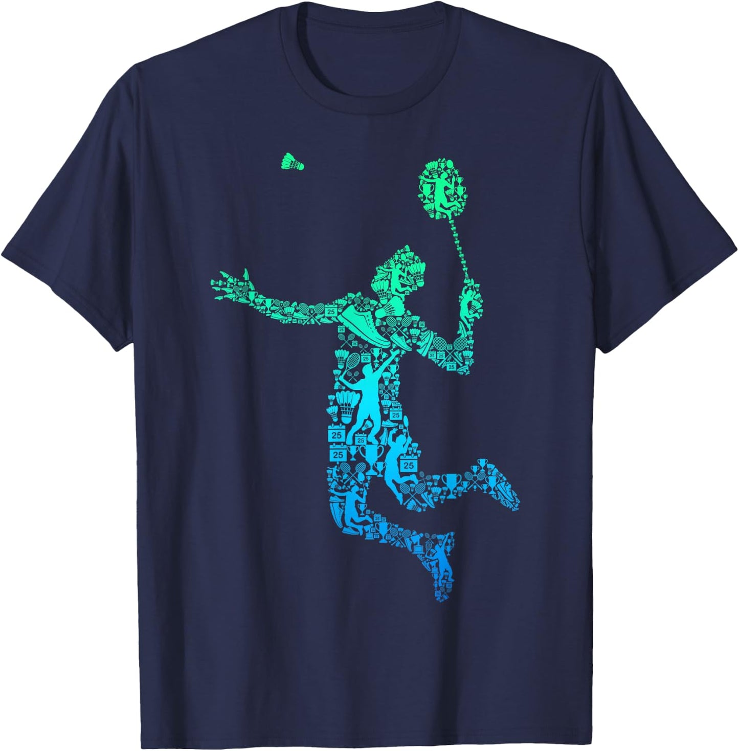 Badminton Shuttlecock Badminton Player Men Children Boys T-Shirt - T-Shirt | Navy