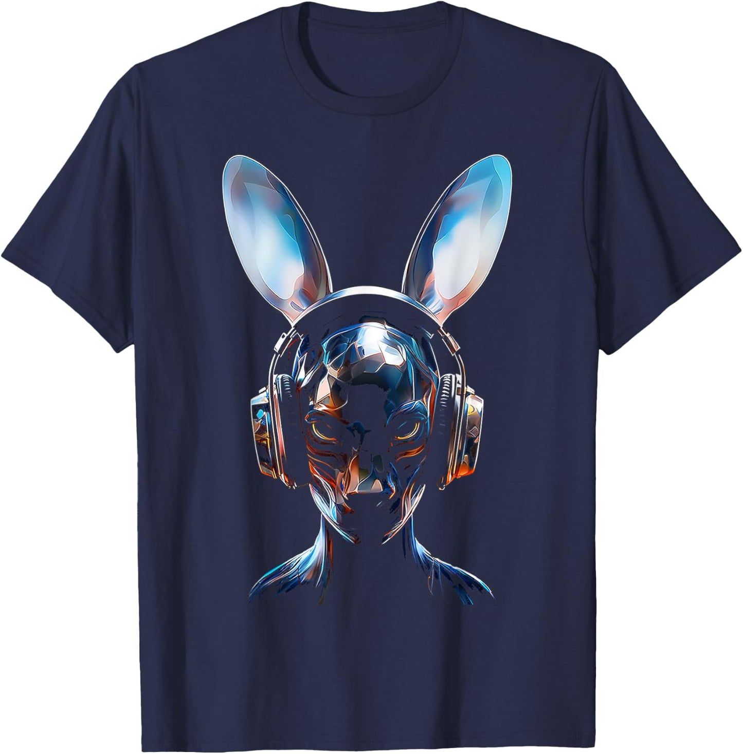 Anime Headphone Art Graphic Human Rabbit Anime T-Shirt - T-Shirt | Navy