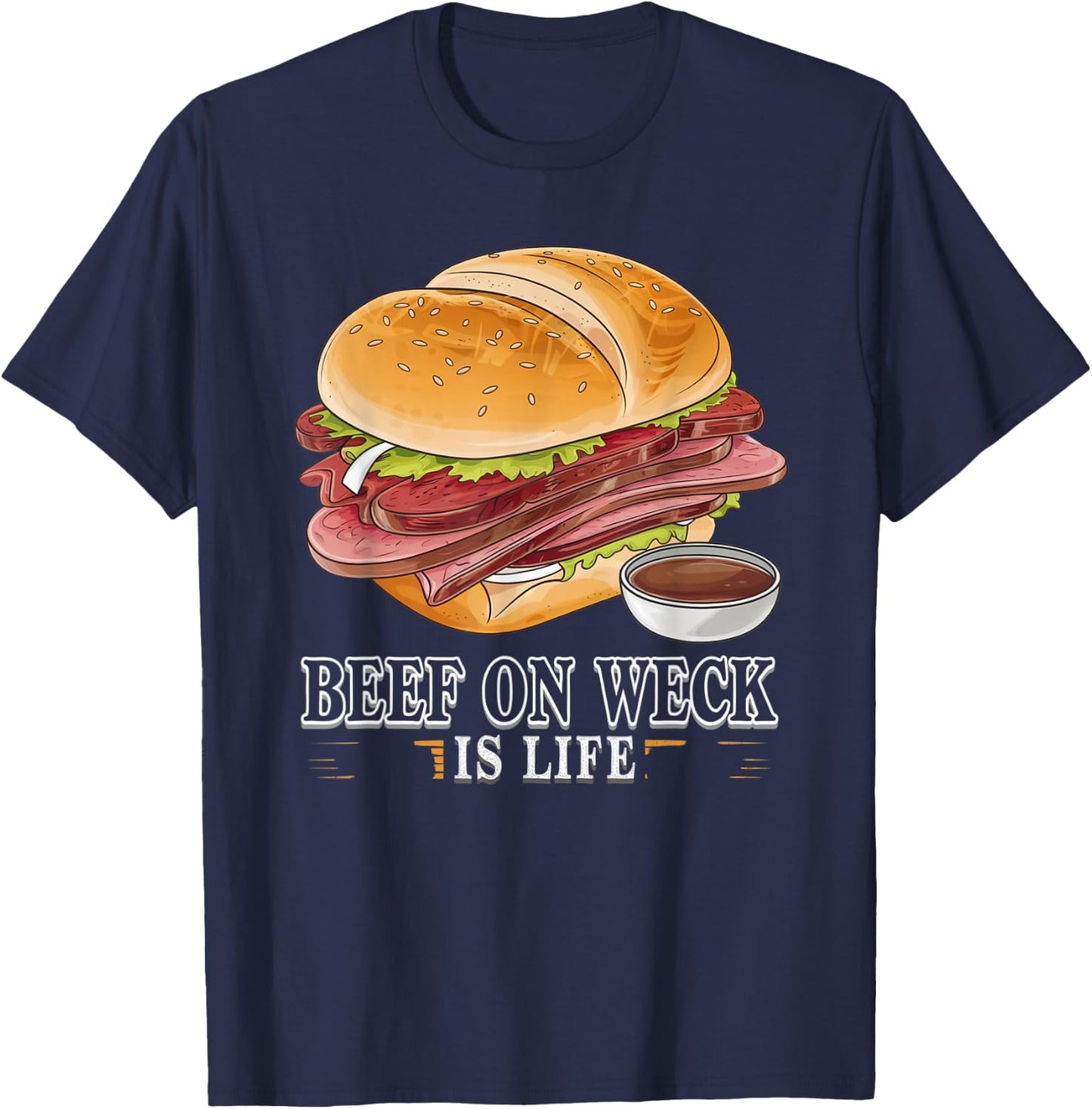 Beef on Weck – Iconic Sandwich Design for Food Lovers T-Shirt - T-Shirt | Navy