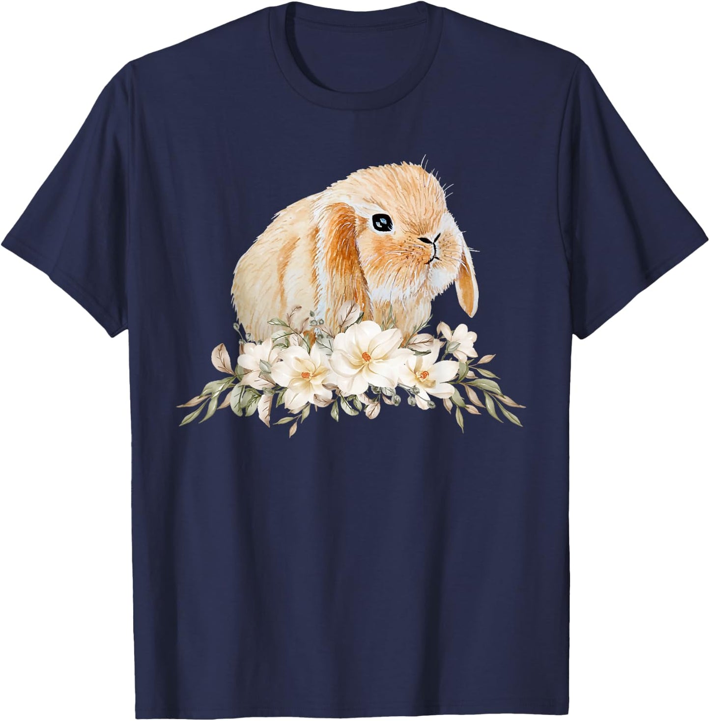 Rabbit Face Cute Bunny Lover Holland Lop bunny apparel T-Shirt - T-Shirt | Navy