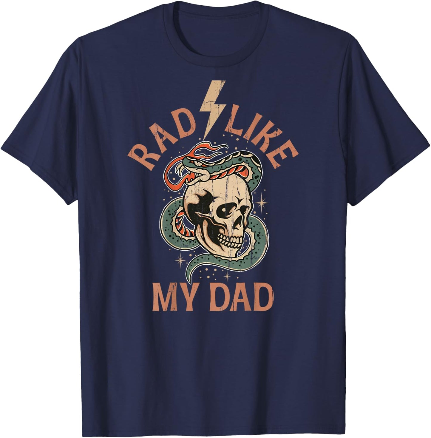 Rad Like My Dad, Funny Retro I Love My Dad - On Back T-Shirt - T-Shirt | Navy