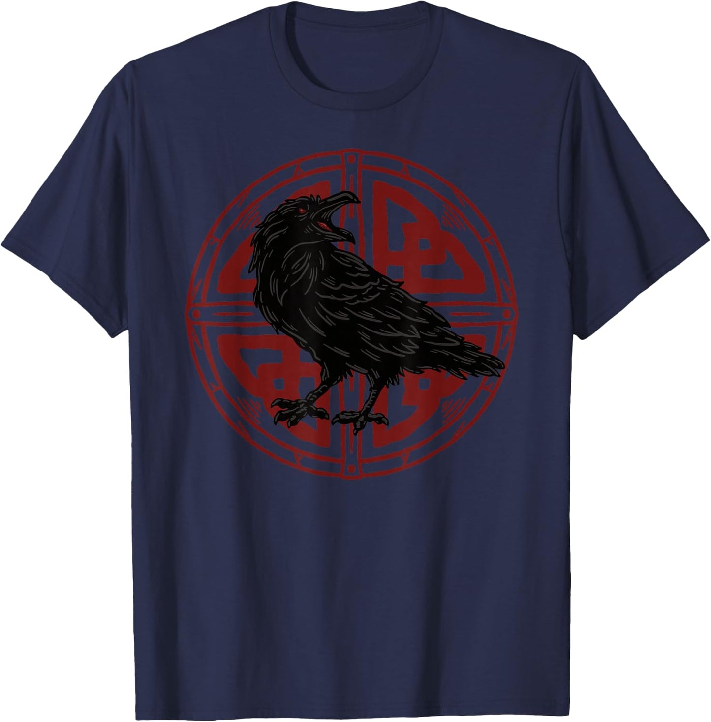 Crow Odin Raven Celtic Rune Viking T-Shirt - T-Shirt | Navy