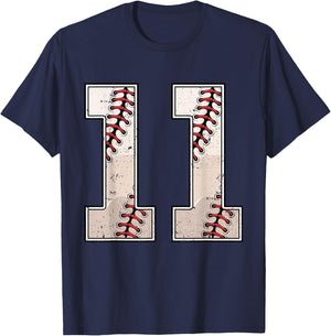 Baseball Birthday Boy Eleven 11 Years Old 11th Bday Party T-Shirt - T-Shirt | Navy