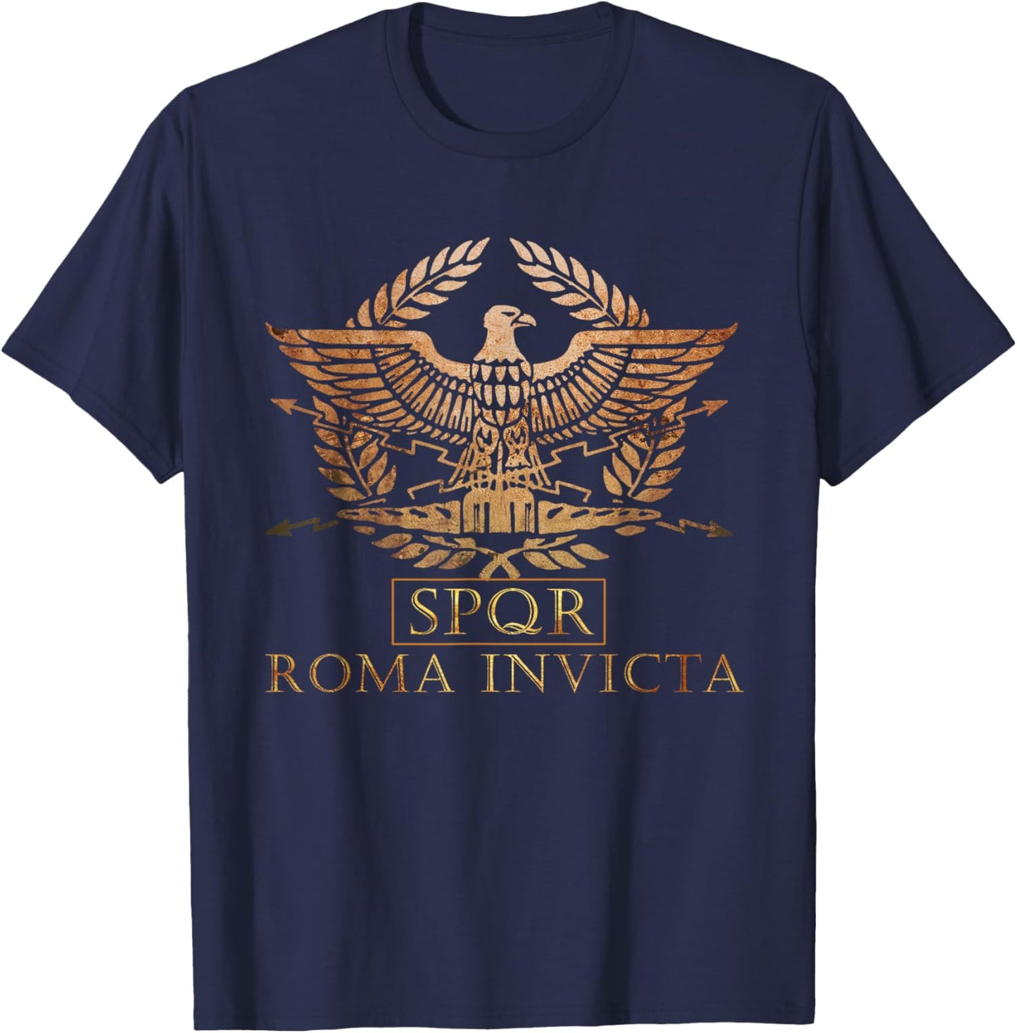 SPQR Roma Invicta Unconquered Rome , black T-Shirt - T-Shirt | Navy