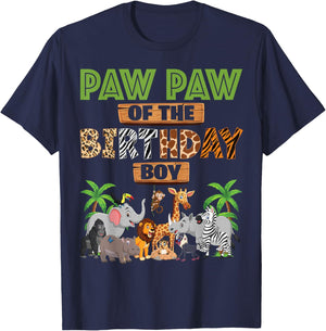 Wild Paw Paw Of The Birthday Boy Zoo Safari Jungle Animal T-Shirt - T-Shirt | Navy