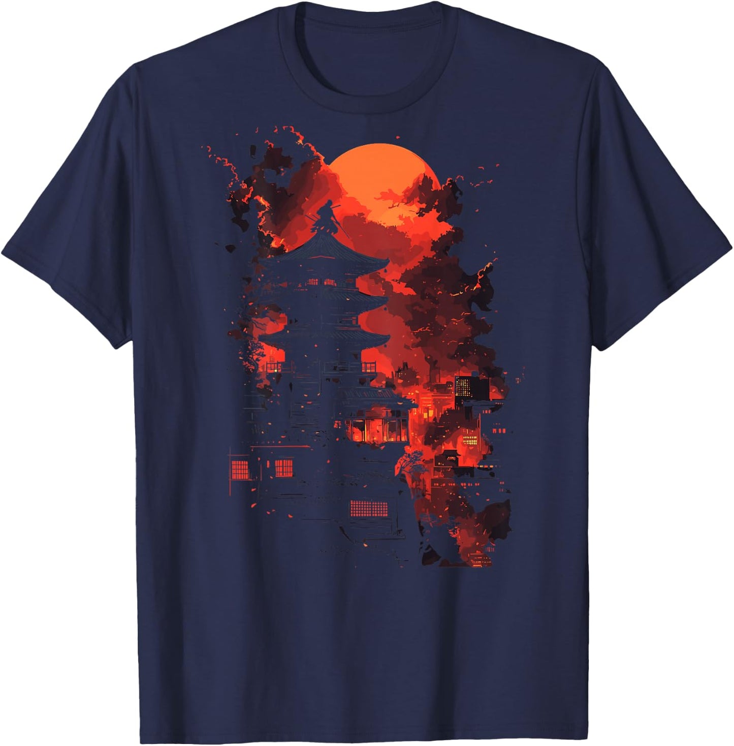 Japanese Ninja Backprint , black T-Shirt - T-Shirt | Navy