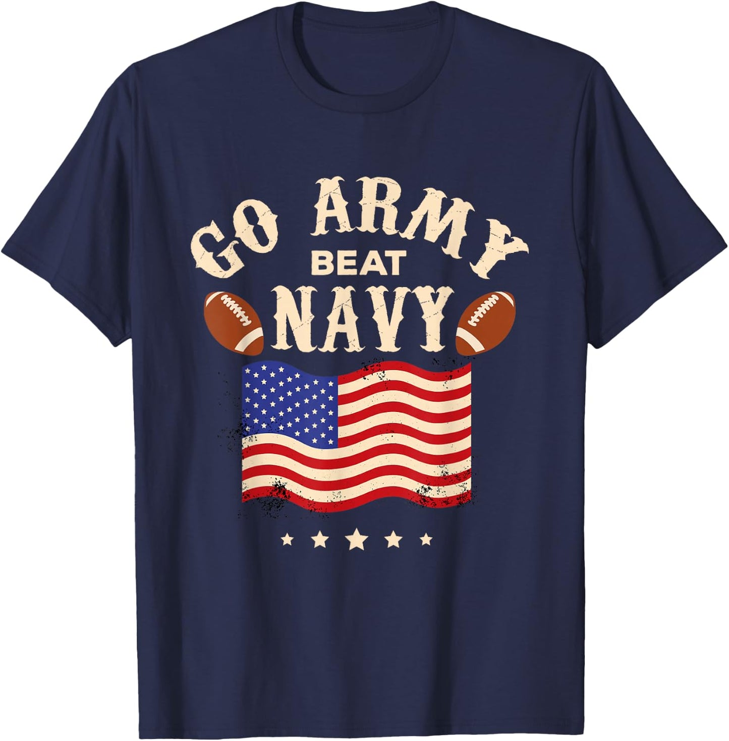 Vintage USA Flag Army Beat Navy-Flag Game Sports Football T-Shirt - T-Shirt | Navy