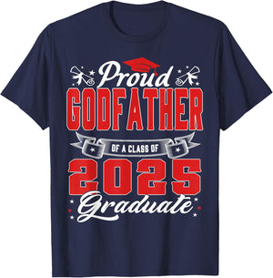 Proud Godfather Of A Class Of 2025 Graduate Senior 25 T-Shirt - T-Shirt | Navy