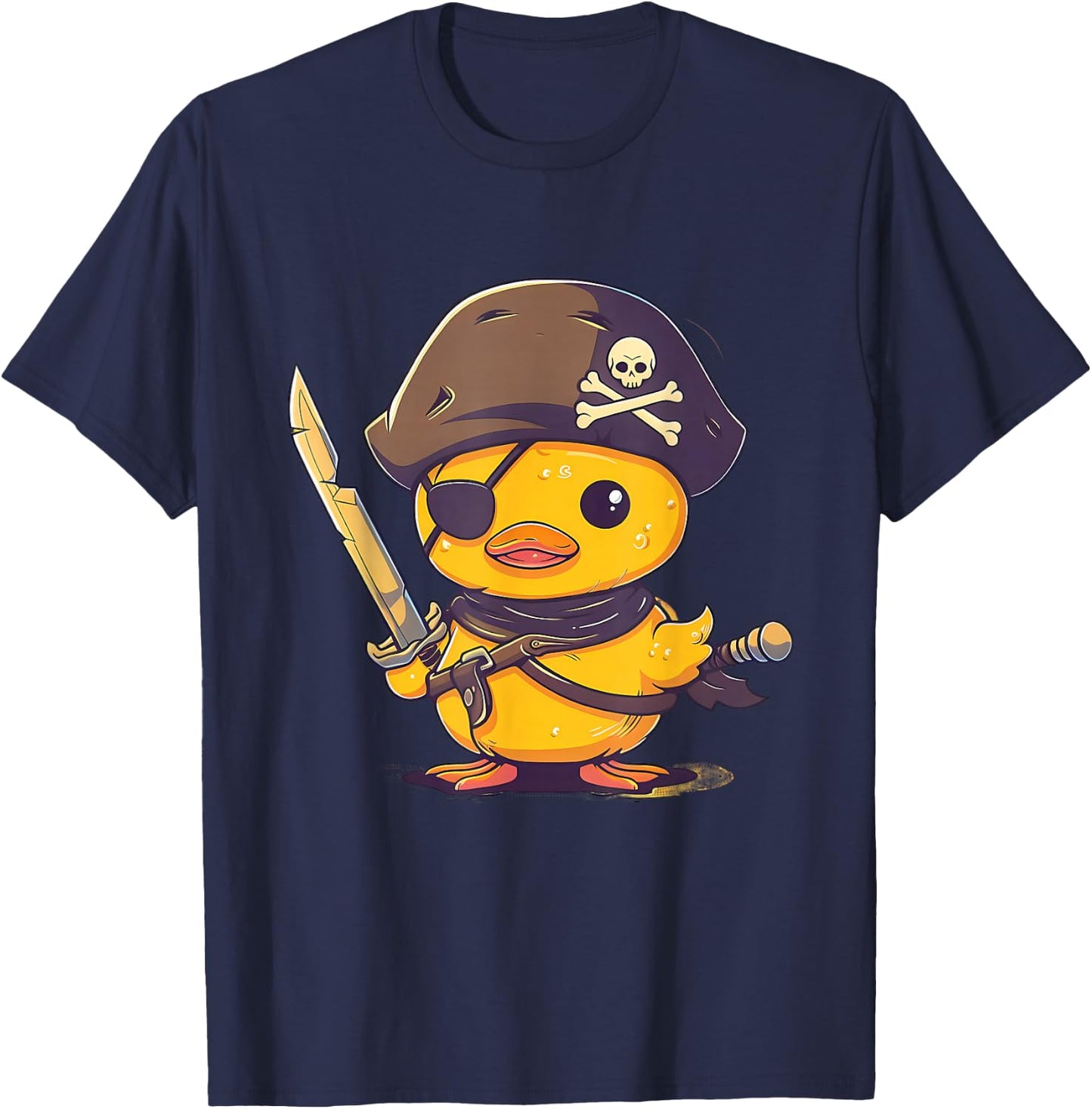 Rubber Duck Pirate Rubber Duckling Rubber Duckie Drawing T-Shirt - T-Shirt | Navy