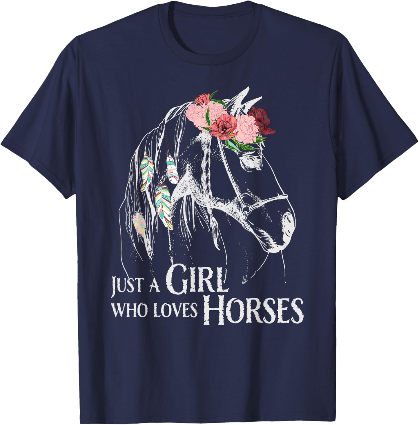 Horse Girl - Cute Pony - Crazy Horseback Riding Farmer Girls T-Shirt - T-Shirt | Navy