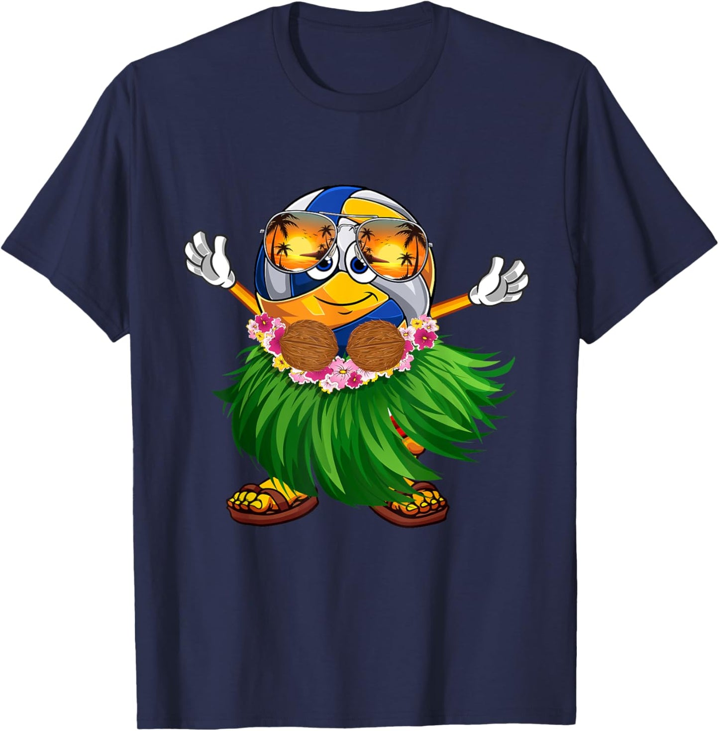 Cute Hawaiian Volleyball Ball Tropical Beach Summer Vacation T-Shirt - T-Shirt | Navy